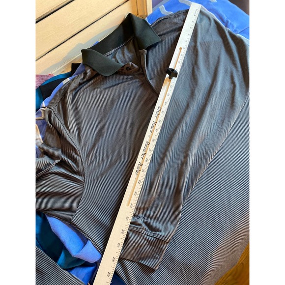 Walter Hagen men’s polo shirt size 2XL XXL gray black stripe long sleeve Flaw - Picture 9 of 12